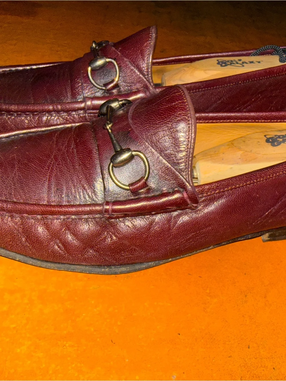 Gucci Men's Burgundy Leather Horsebit Loafers